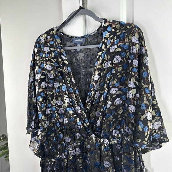 New ModCloth Black Floral Dramatic Depths Velvet Dress M,XL,2XL NWT Girlie - Picture 3 of 13